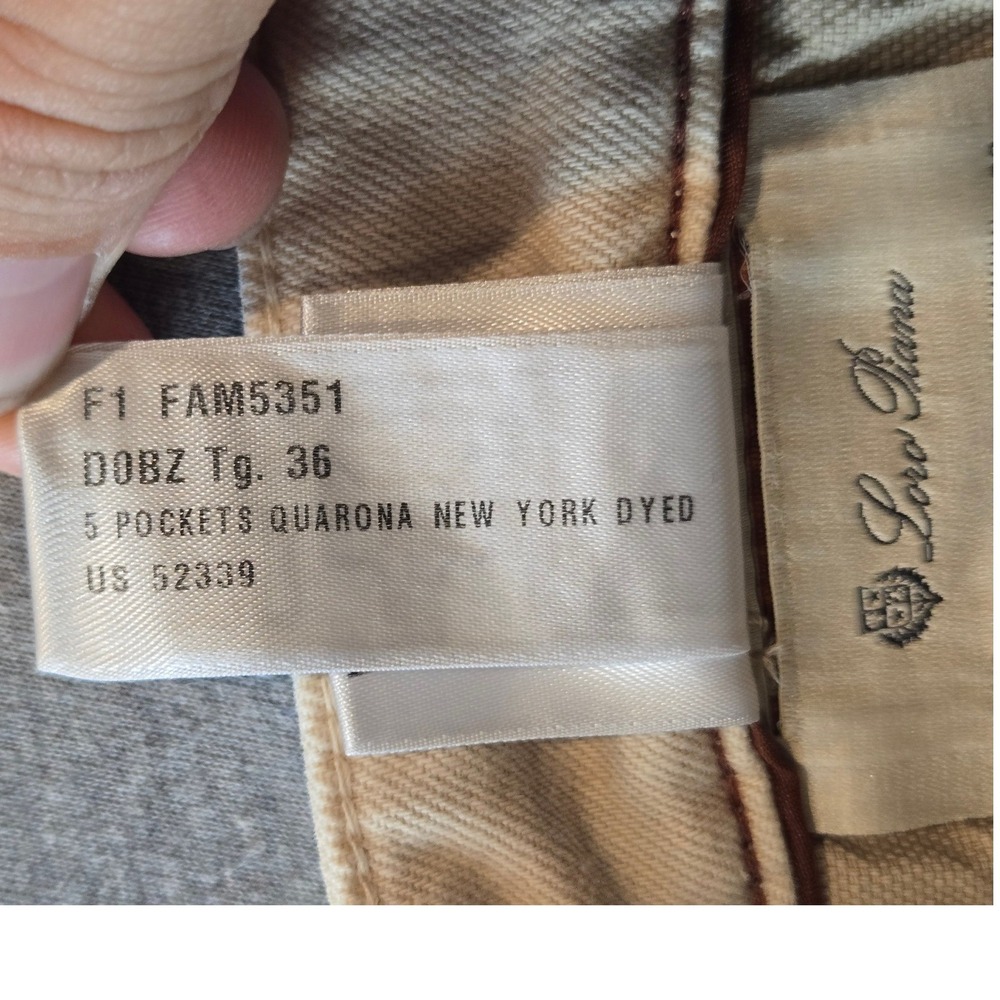 Loro Piana Quarona Pants Mens 36 Beige Italian Cotton Stretch 5 Pocket Trousers - Picture 4 of 15